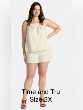 5/$30 Time and Tru Women's Linen Blend Short Set NWT 2X
